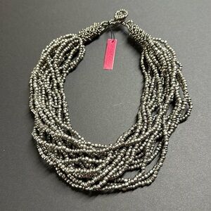 15-Strand Antique Silver Beaded Necklace